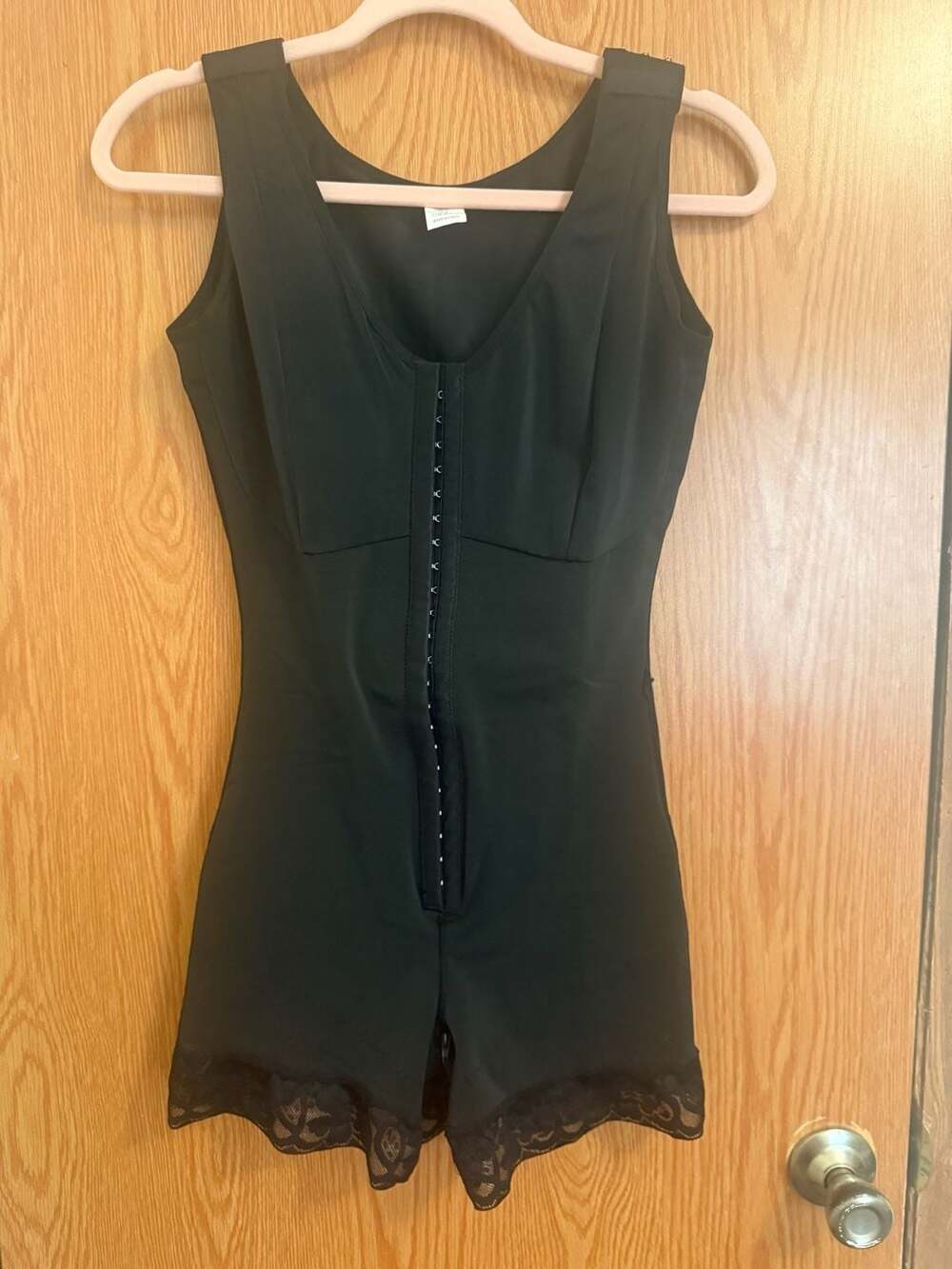 Unbranded Black Lace Trim Hook-and-Eye Shapewear Bodysuit Size M